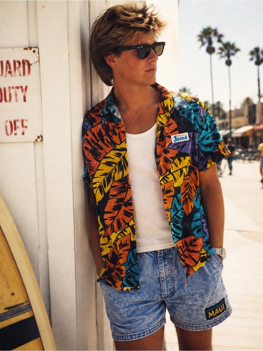 Vintage 80s Surf Line Hawaii Original Jams Tropical Shirt M USA